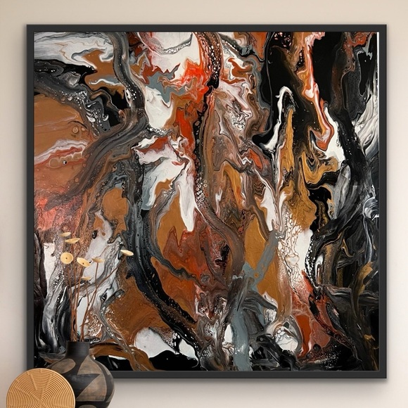 Large Hand Crafted Acrylic Abstract Painting Neutral Earth Tone Modern - Picture 2 of 11